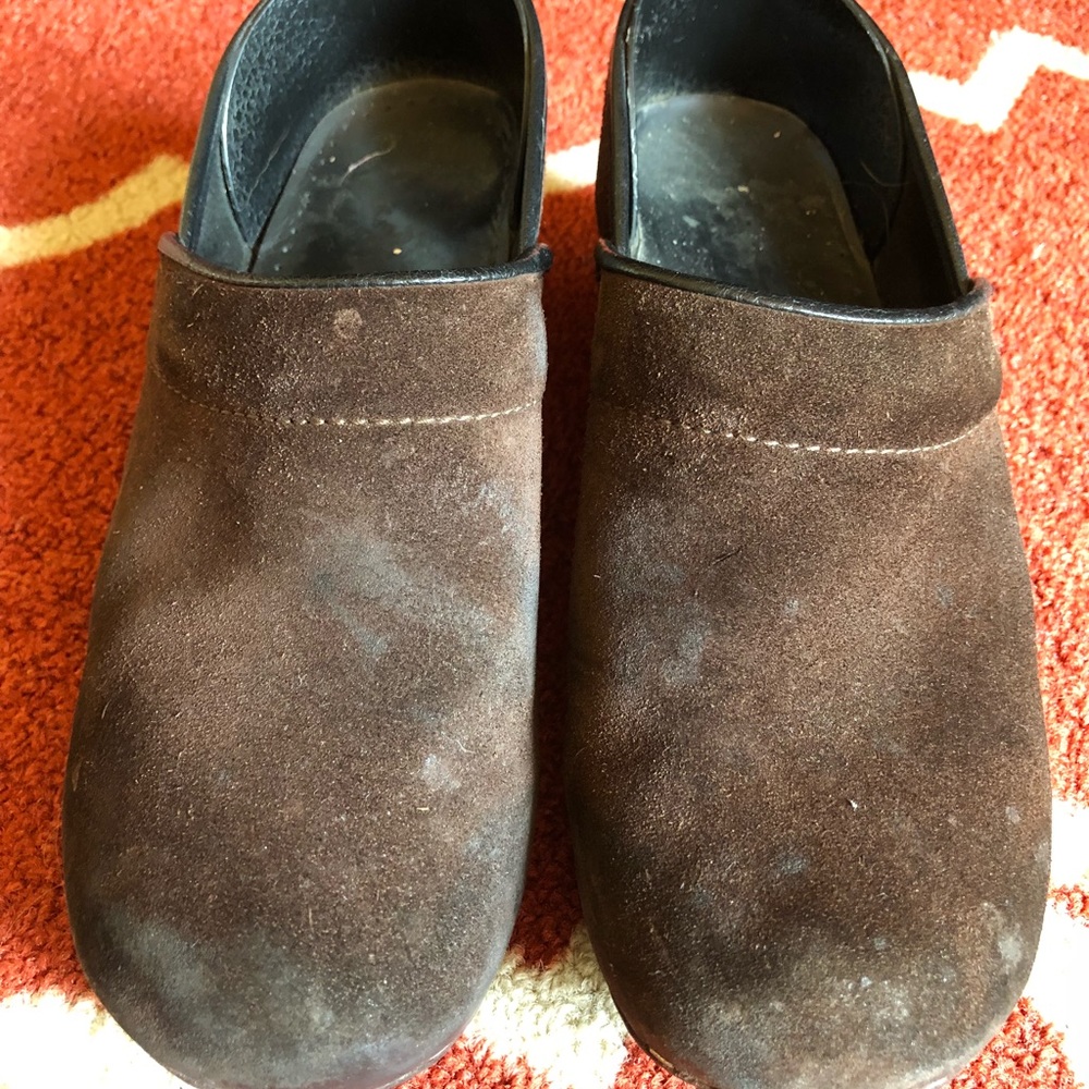 Brown suede Sanita clogs